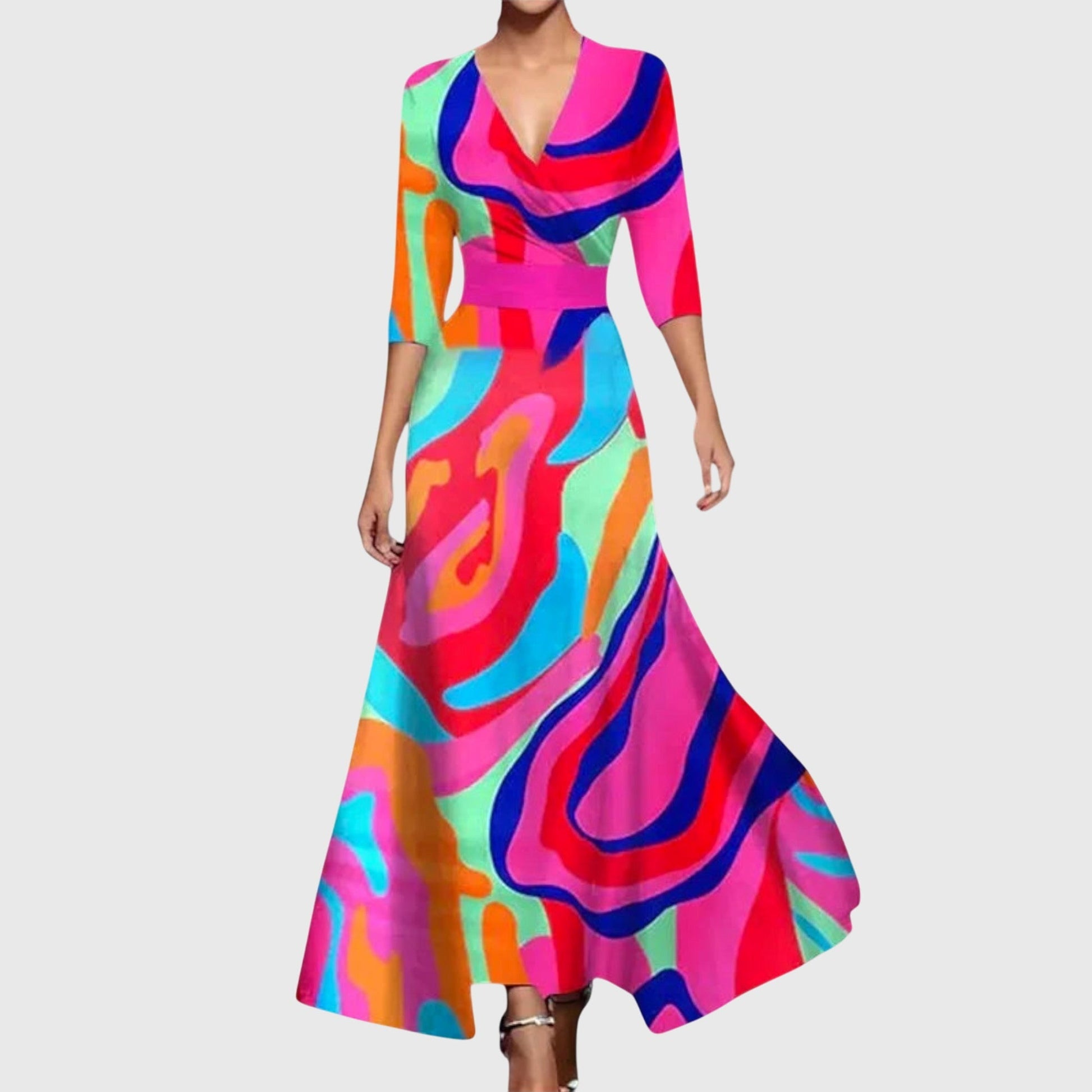 Image of Donna | Women's V-Neck Wrap Maxi Dress