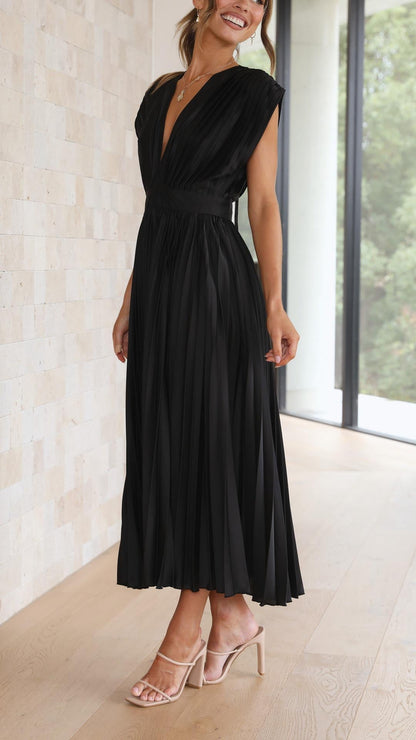 Image of Doris | Women's V-Neck Fit & Flare Midi Dress