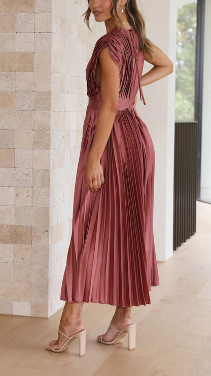 Image of Doris | Women's V-Neck Fit & Flare Midi Dress
