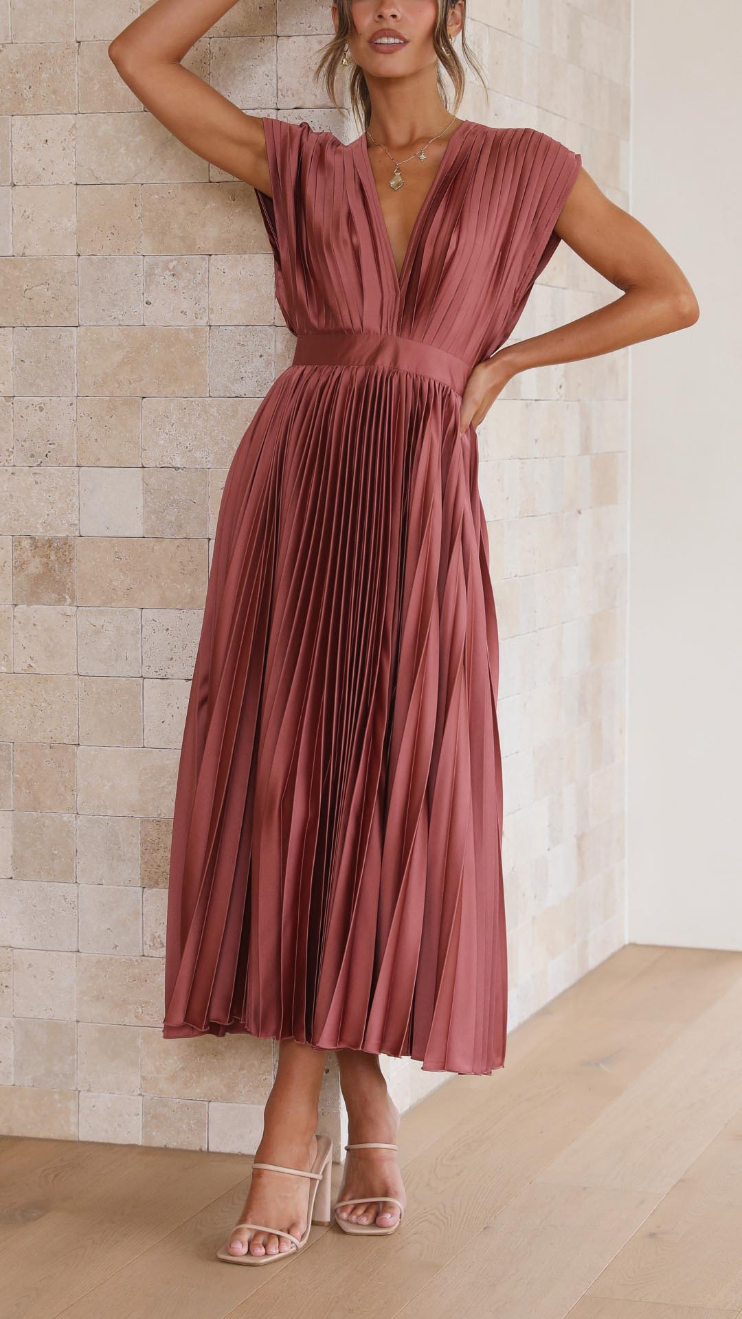Image of Doris | Women's V-Neck Fit & Flare Midi Dress
