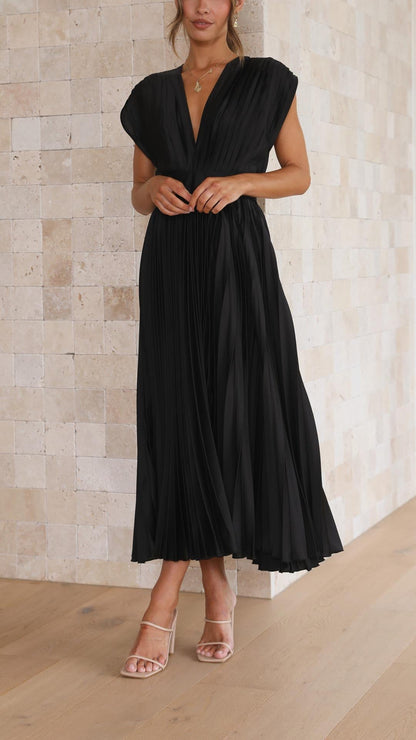 Image of Doris | Women's V-Neck Fit & Flare Midi Dress