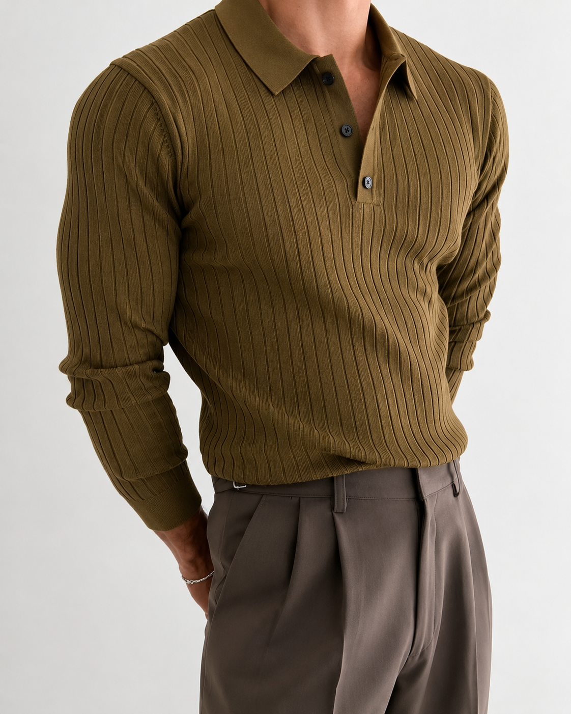 Douglas | Men's Slim Fit Long Sleeve Polo Shirt - Image 1