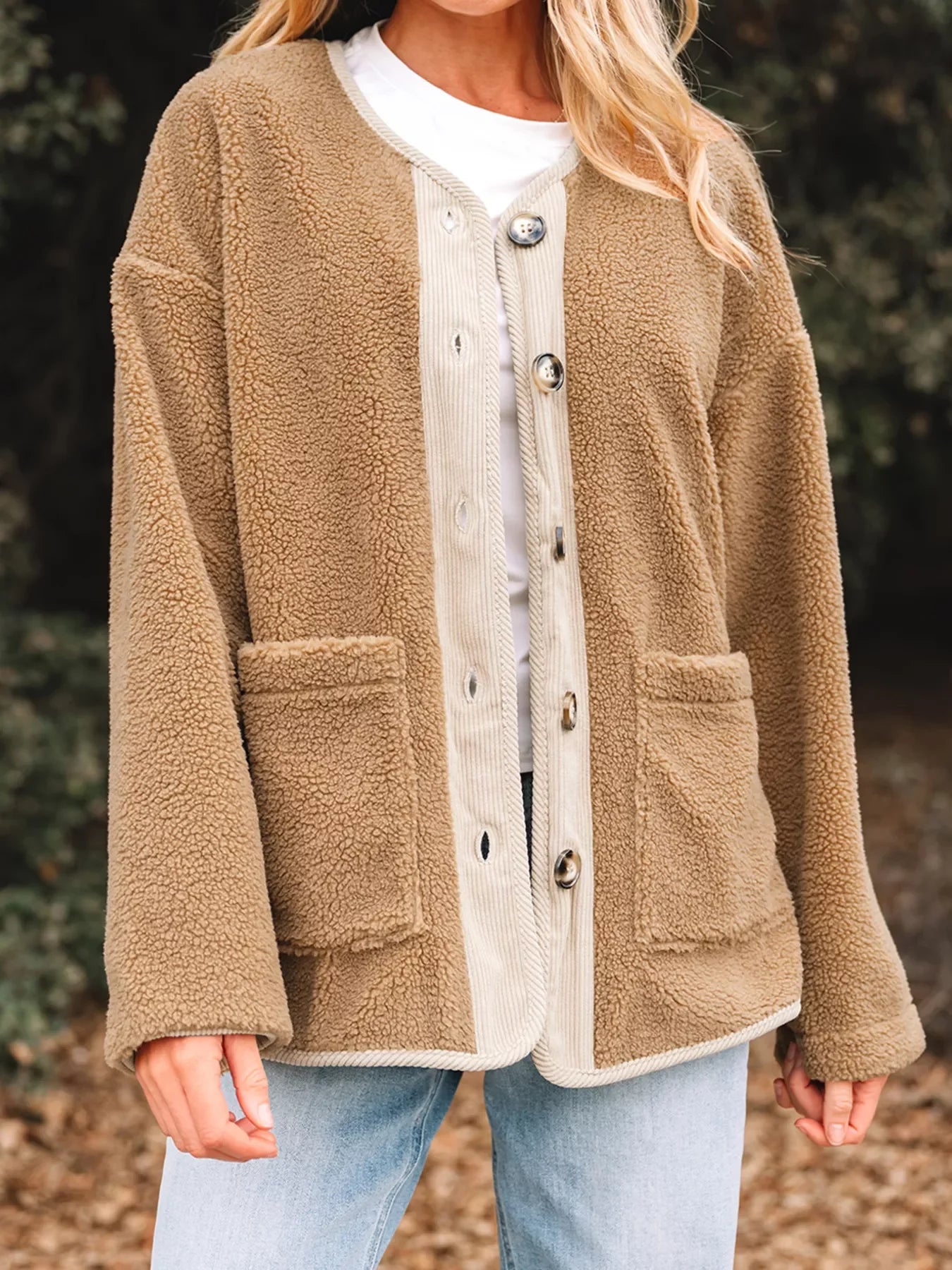 Leanne | Women's Button-Front Sherpa Jacket - Image 4