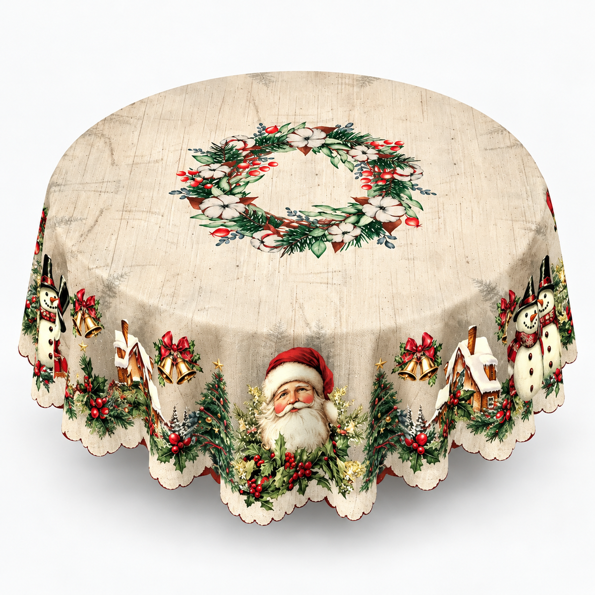 Embossed Christmas Print Tablecloth