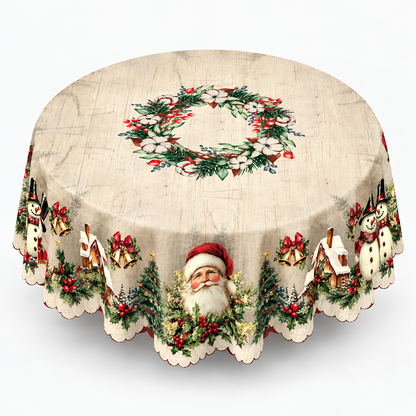 Embossed Christmas Print Tablecloth