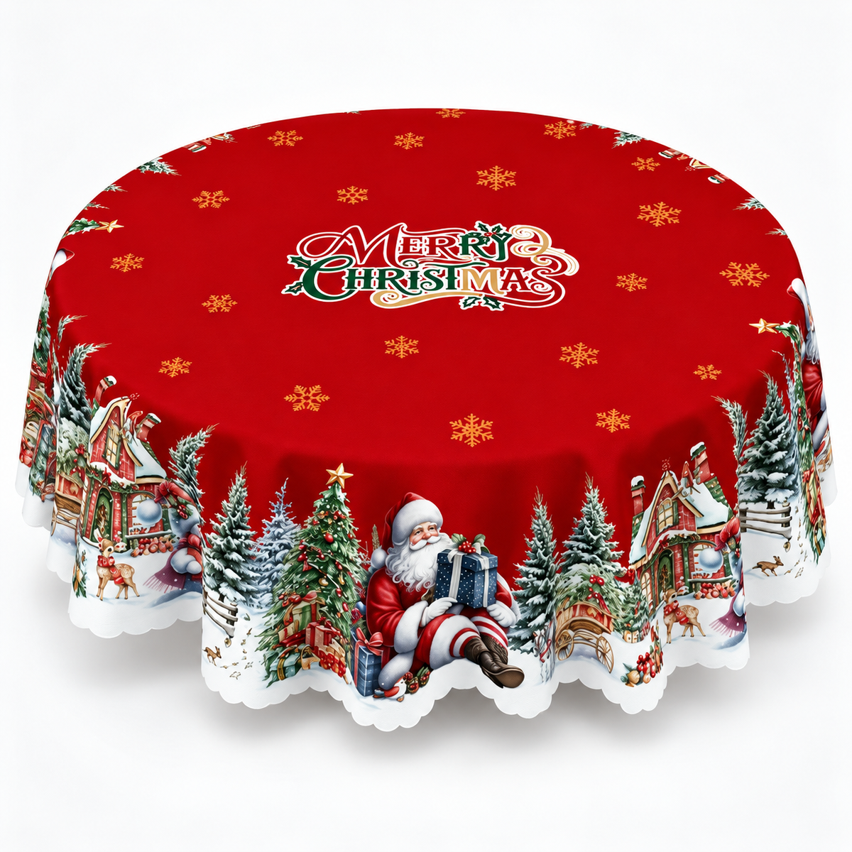Embossed Christmas Print Tablecloth