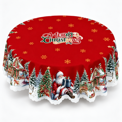 Embossed Christmas Print Tablecloth