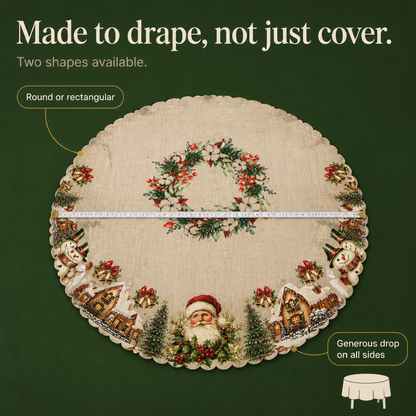 Embossed Christmas Print Tablecloth
