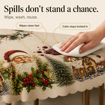 Embossed Christmas Print Tablecloth