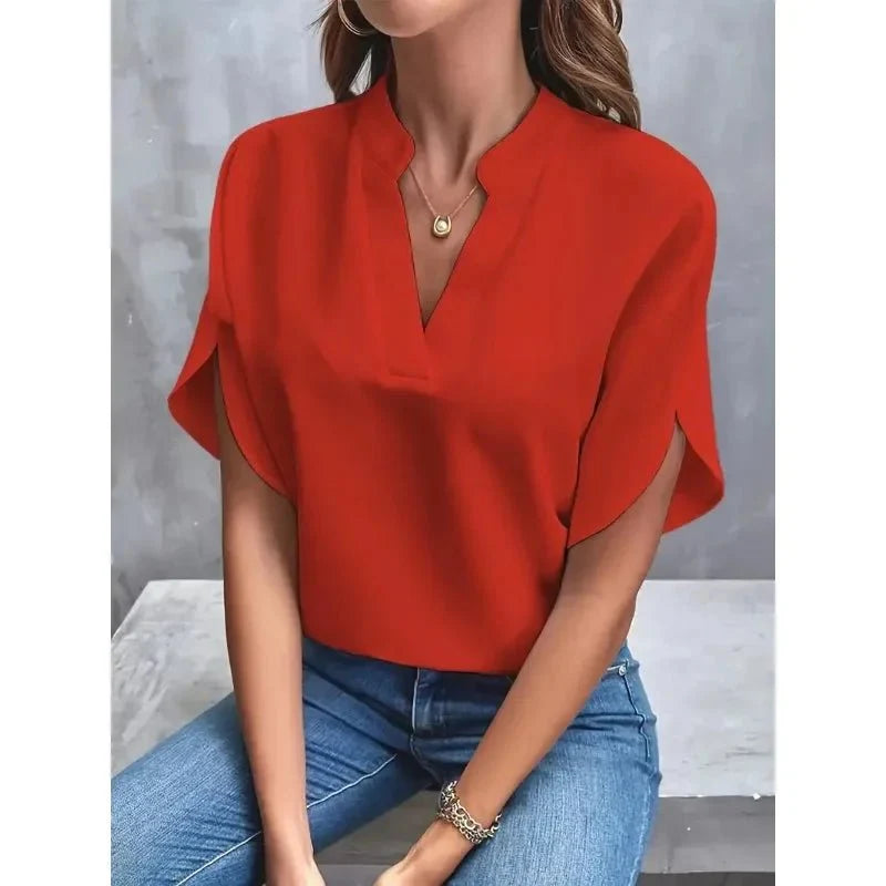 Image of Emily | Women's V-Neck Split Sleeve Blouse
