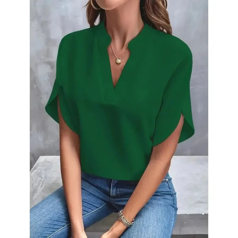 Image of Emily | Women's V-Neck Split Sleeve Blouse