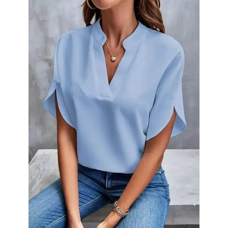 Image of Emily | Women's V-Neck Split Sleeve Blouse