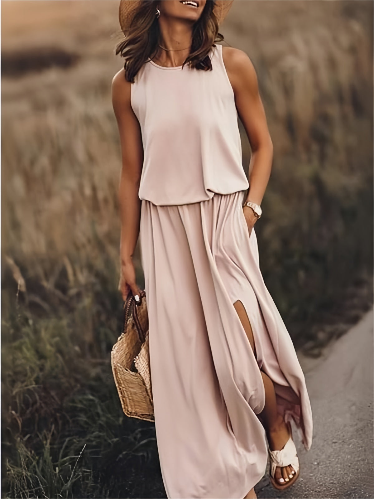 Image of Erica | Women's Sleeveless A-Line Maxi Dress