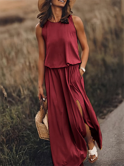 Image of Erica | Women's Sleeveless A-Line Maxi Dress