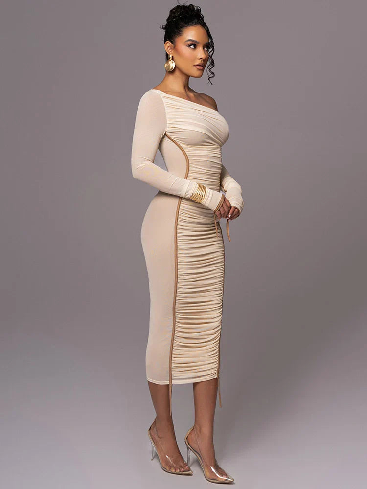 Image of Evelyn | Women's One Shoulder Bodycon Midi Dress