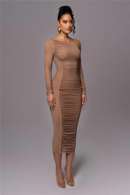Image of Evelyn | Women's One Shoulder Bodycon Midi Dress