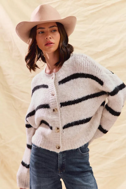 Polly | Women's Striped Button-Down Cardigan - Image 5