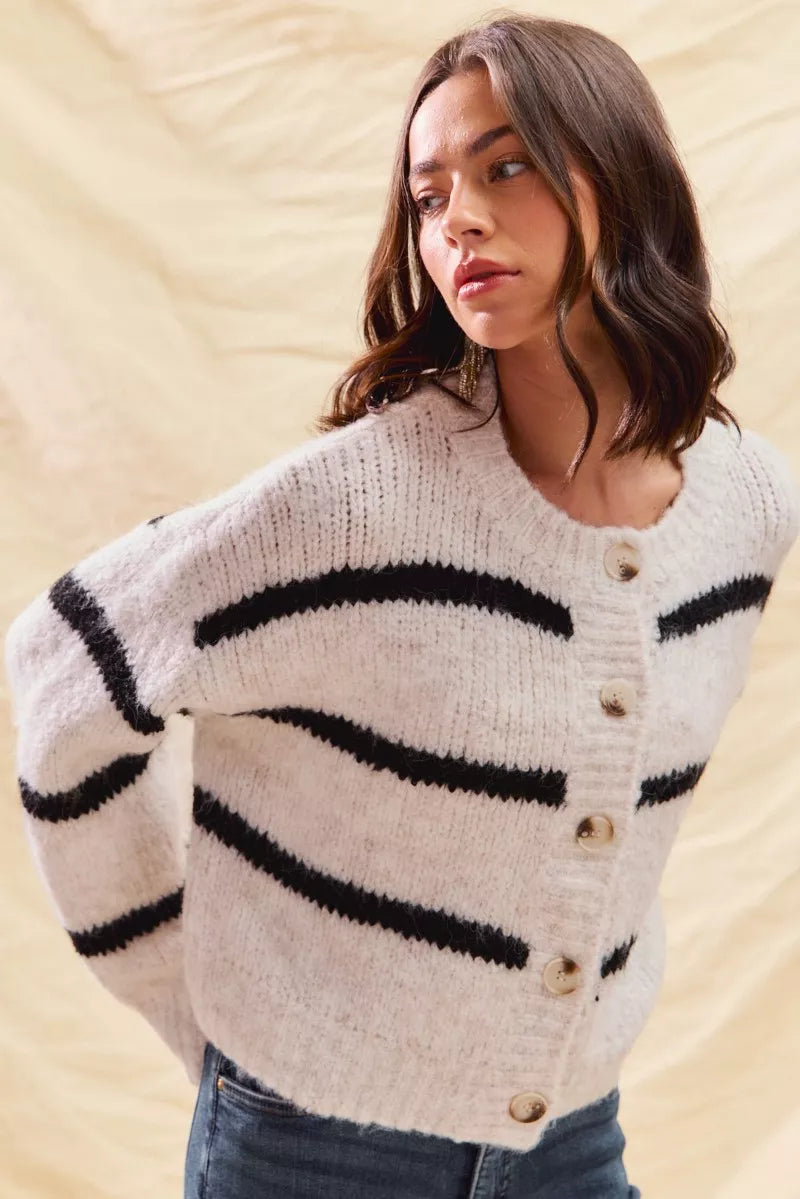 Polly | Women's Striped Button-Down Cardigan - Image 9