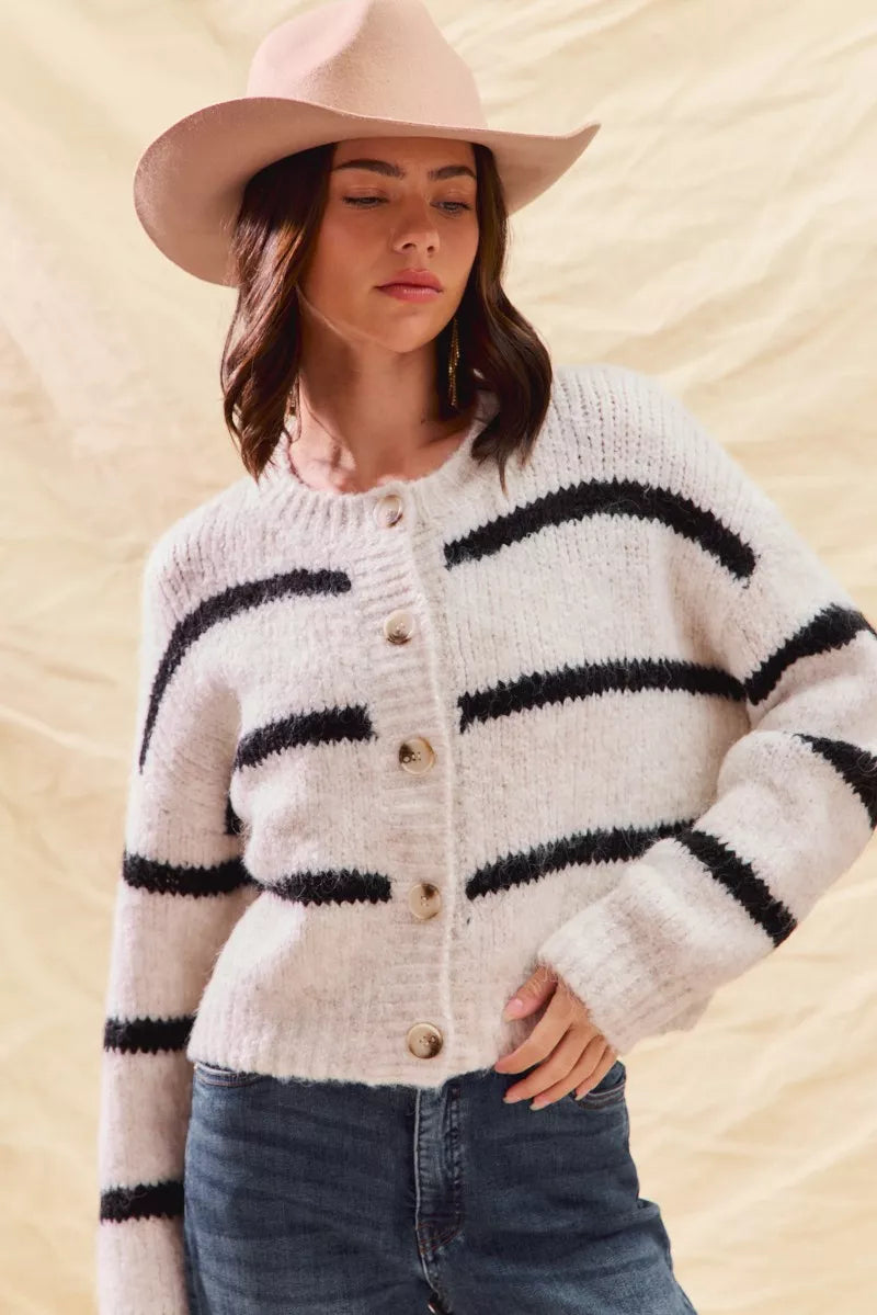 Polly | Women's Striped Button-Down Cardigan - Image 10