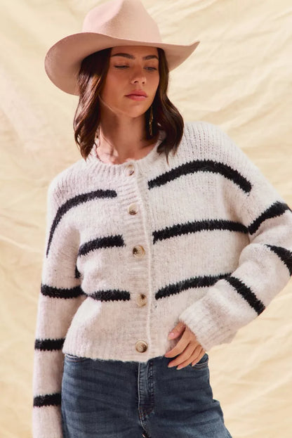 Polly | Women's Striped Button-Down Cardigan - Image 10