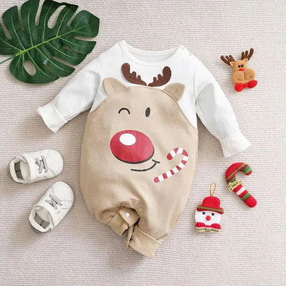 Festive Soft Cotton Christmas Romper for Baby's First Celebration
