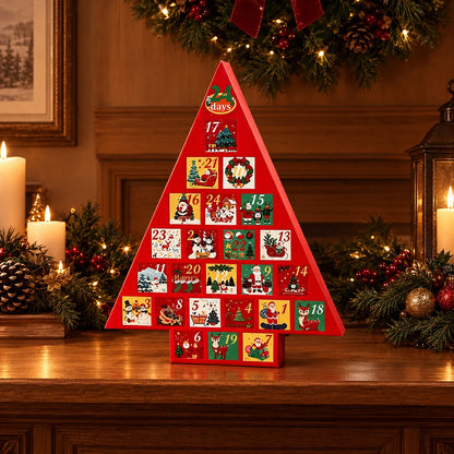 Fillable Christmas Tree Advent Calendar – Freestanding Christmas Tree with 24 Drawers, 41 cm High, Reusable