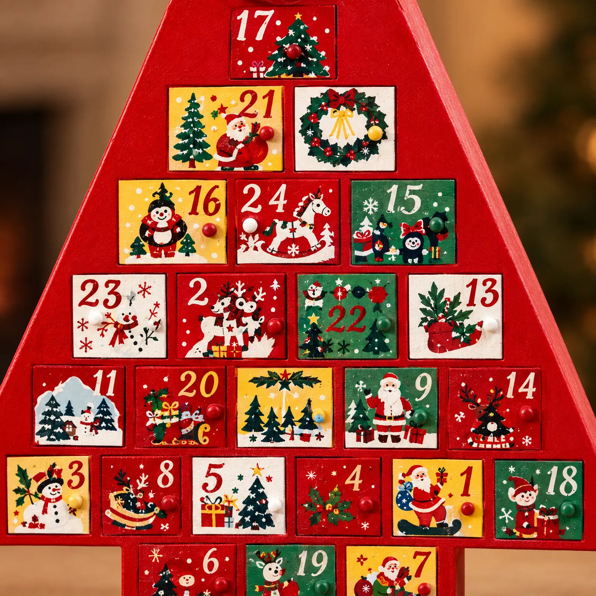 Fillable Christmas Tree Advent Calendar – Freestanding Christmas Tree with 24 Drawers, 41 cm High, Reusable