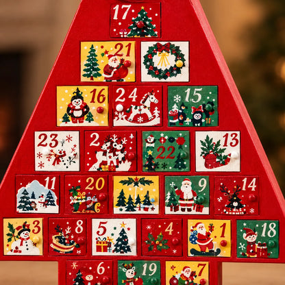 Fillable Christmas Tree Advent Calendar – Freestanding Christmas Tree with 24 Drawers, 41 cm High, Reusable