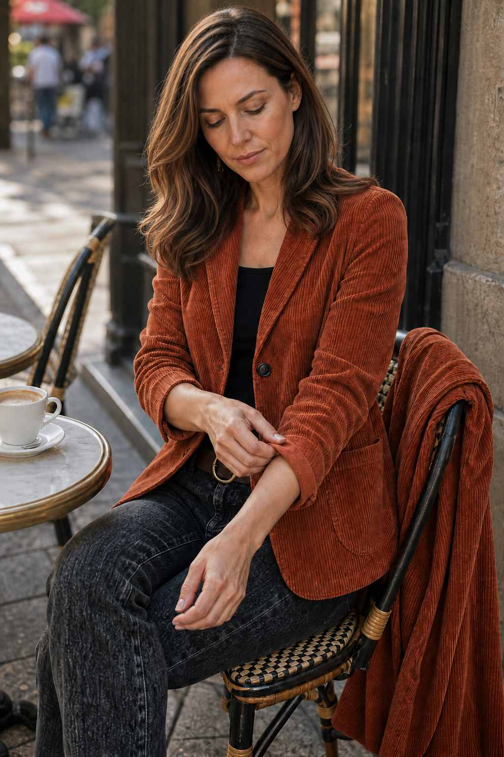 Fine Corduroy Blazer with Structured Shoulders
