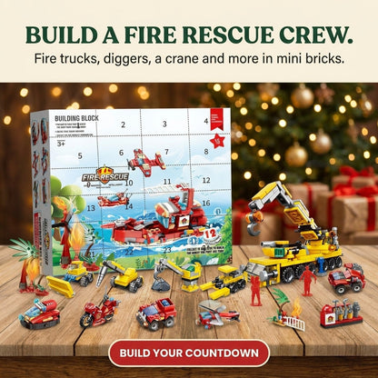Fire Rescue and Construction Advent Calendar, Mini Brick Vehicles and Big Builds