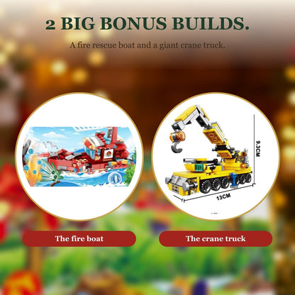 Fire Rescue and Construction Advent Calendar, Mini Brick Vehicles and Big Builds
