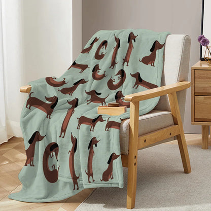Fleece Blanket | Soft Flannel | Dachshund Print | Sofa and Bed