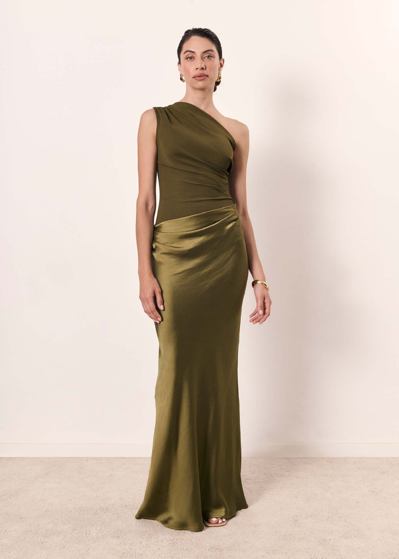 Image of Frances | Women's Sleeveless One Shoulder Maxi Dress