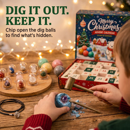 Gemstone Dig Advent Calendar for Kids, 24 Days of Treasure Hunting
