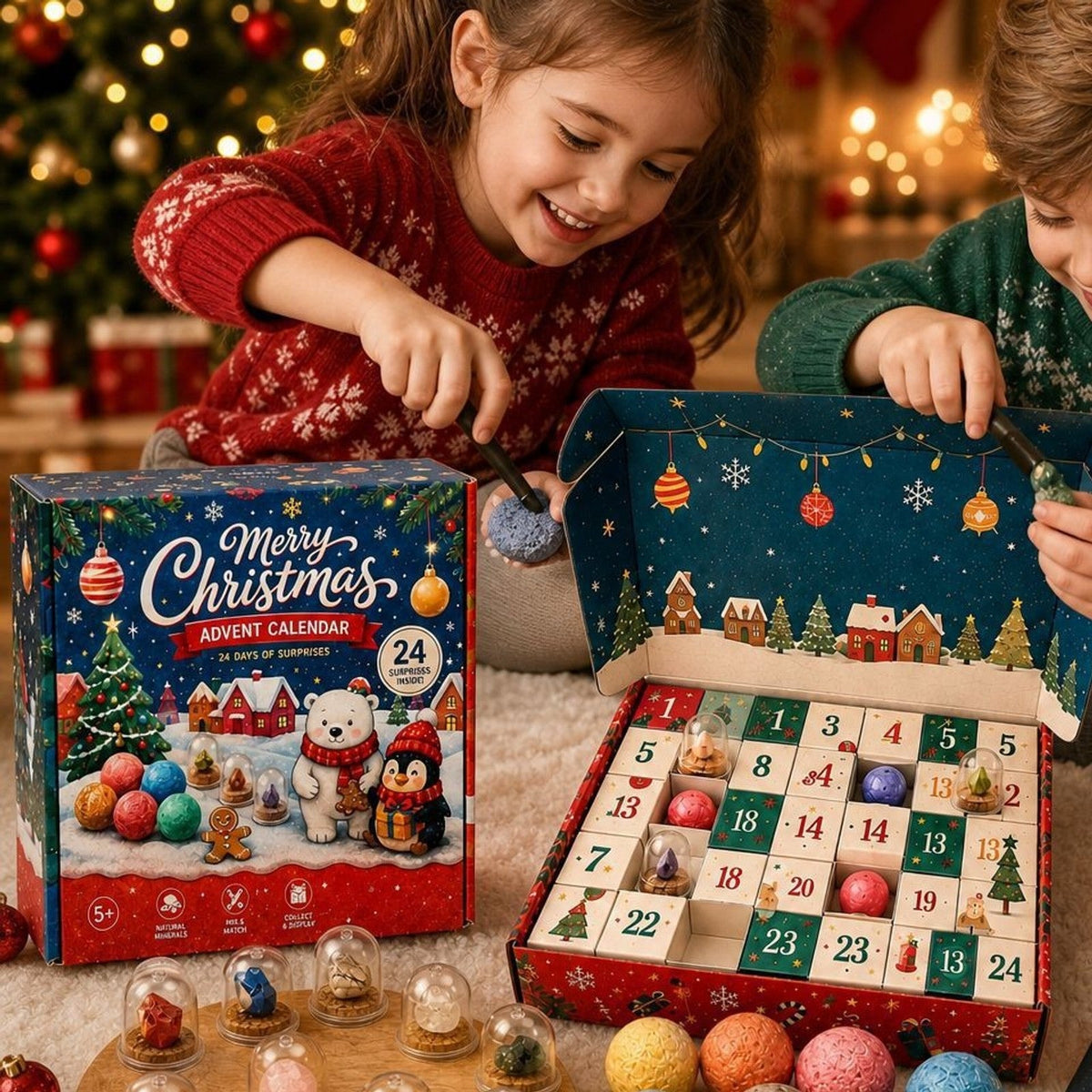 Gemstone Dig Advent Calendar for Kids, 24 Days of Treasure Hunting
