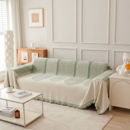 Geometric Pattern Sofa Throw with Fringe