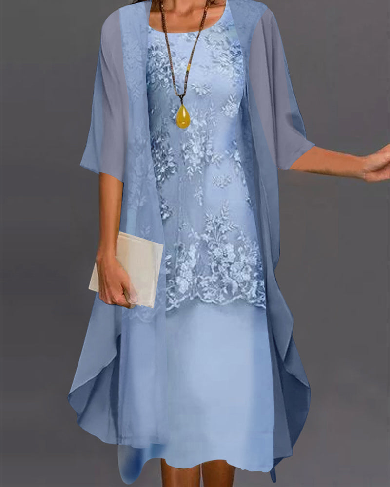 Image of Greta | Women's A-Line Midi Dress with Cardigan