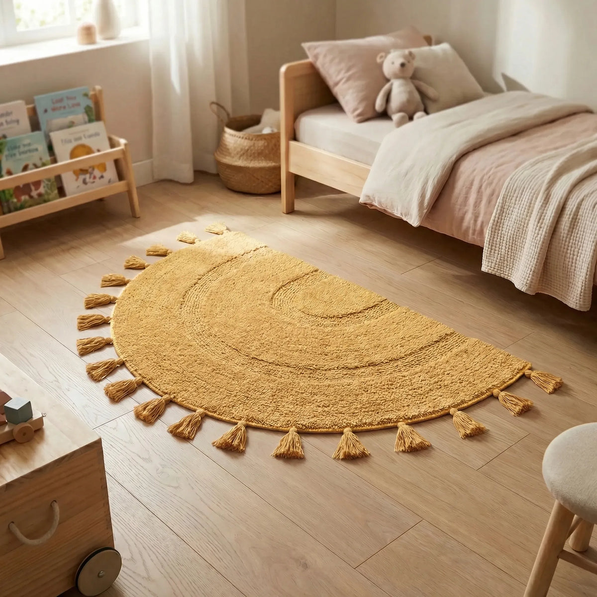 Half-Circle Fringed Rug