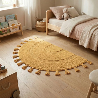 Half-Circle Fringed Rug