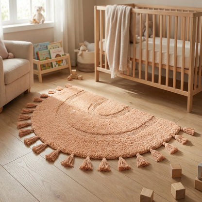 Half-Circle Fringed Rug