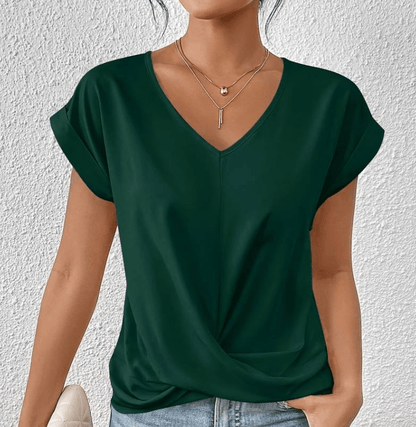 Image of Hallie | Women's V-Neck Short Sleeve Twist Front Top