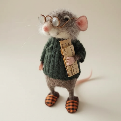 Handmade Felted Mouse Decoration - Eco-Friendly Wool Holiday Ornament & Gift
