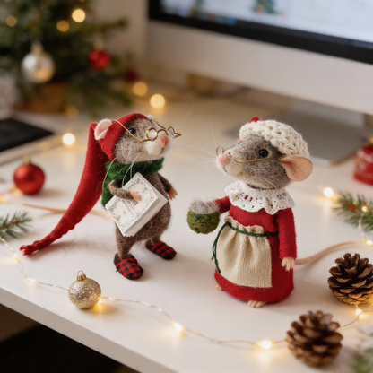 Handmade Felted Mouse Decoration - Eco-Friendly Wool Holiday Ornament & Gift