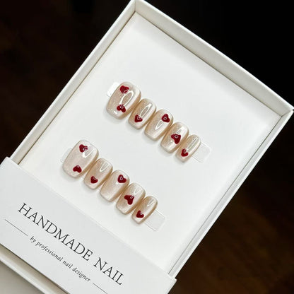 Handmade Heart Design Press-On Nails