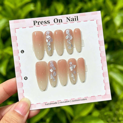 Handmade Reusable Press-On Nail Set with Elegant Design