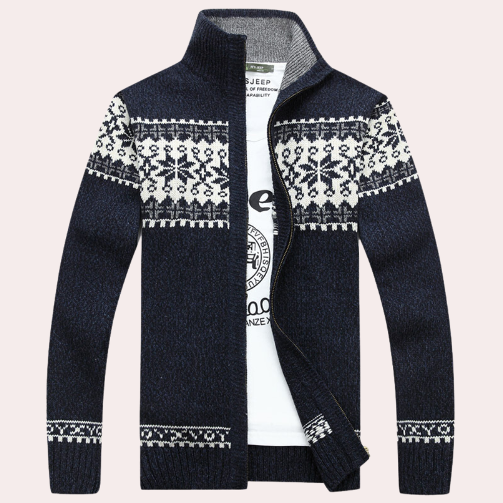 Harald | Men's Patterned Full-Zip Cardigan