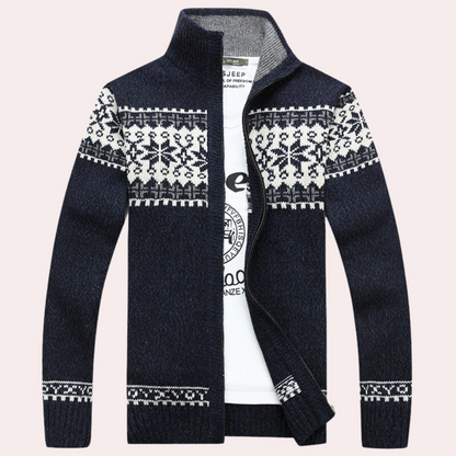 Harald | Men's Patterned Full-Zip Cardigan