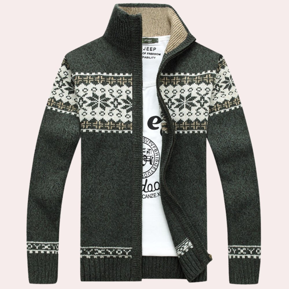 Harald | Men's Patterned Full-Zip Cardigan