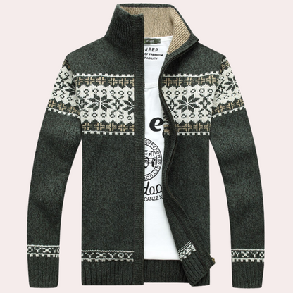 Harald | Men's Patterned Full-Zip Cardigan