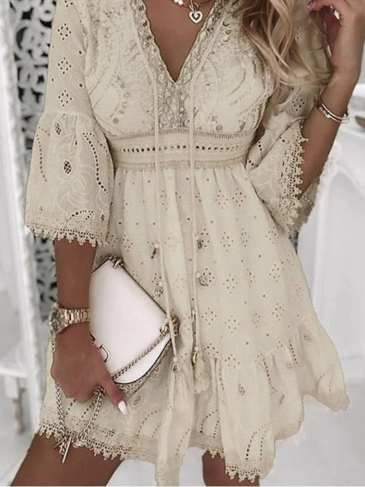 Image of Harmony | Women's V-Neck A-Line Mini Dress